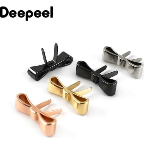 10/20pcs Deepeel 27*7mm Metal Hardware Bow Knot Shoes Buckles DIY Bag Decoration Clip Clothing Metal Label Sewing Accessories