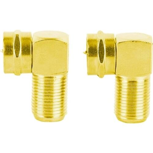 2-Pack Right Angle F Type Adapters Screw On Male to Female 90 Degree Connector for Wall Mounted TVs Wall Plates Cabinets