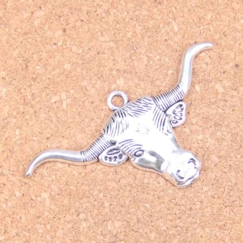 6pcs Charms longhorn bull steer head 60x31mm Antique Pendants,Vintage Tibetan Silver Jewelry,DIY for bracelet necklace