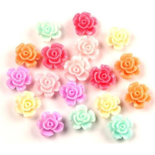 50Pcs 13mm Mixed Resin Flower Decoration Crafts Kawaii Bead Flatback Cabochon Fridge Magnet Scrapbook DIY Accessories Buttons