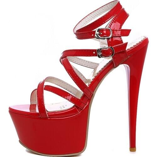 Fashion Women Sandals High Heels Shoes Sexy Platform Summer Sandals Ladies Sexy Red White Party Wedding Fetish Shoes Female