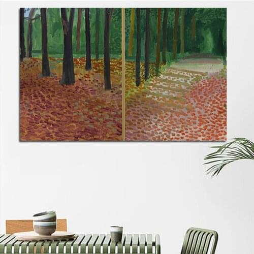David Hockney Tree and Leafs r Large Canvas Painting Huge Poster Wall Art Giclee print For Living Room,Bedroom Landscape Picture