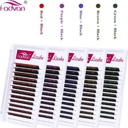 FADVAN Eyelashes Makeup Mink Lashes Ombre Color Purple Blue Gradient Color Eyelash Extension Premium Faux Cils Soft Mink