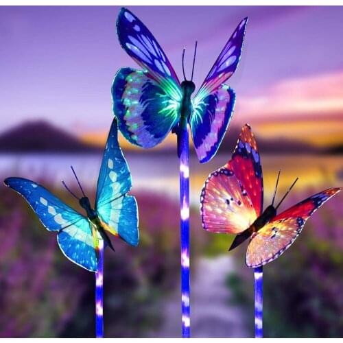 3Pcs Decorative Garden Lights led Solar Stake Lights Outdoor Butterfly Lawn Lamps Outdoor Garden Lawn Landscape Pathway Lights