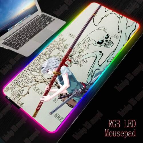 Anime Blossoms Blue Cherry RGB Gaming Computer Mousepad Large Mouse Pad Gamer Mousepad Carpet Big Led Mouse Pad Play Desk Mat