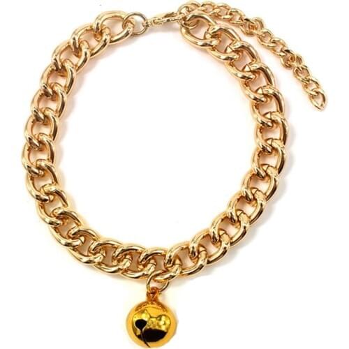 Customized Pet Collar Small Dog Cat Puppy Necklace Gold/Silver Chain Bell Free French Bulldog Teddy Accessories