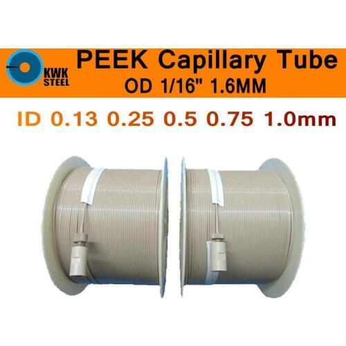 PEEK Pipe Capillary Tube 1/16" 1.6mm Grade 450G 100% Pure Polyetheretherketone Tubular Thermoplastic Materials Tubing for HPLC