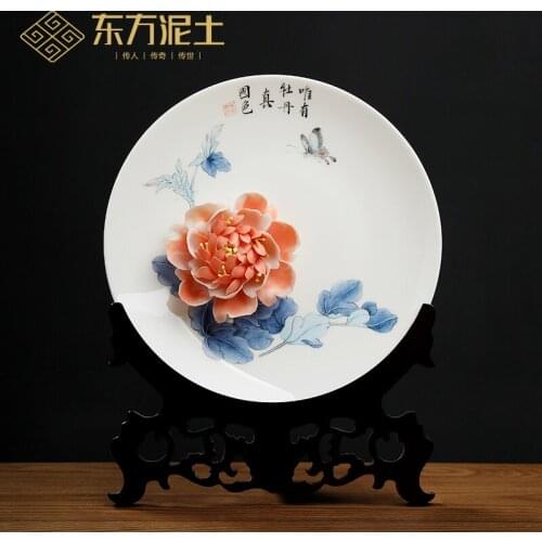 Ceramic manual hand-painted hang dish furnishing articles home wine cabinet TV ark adornment sat dish housewarming gift