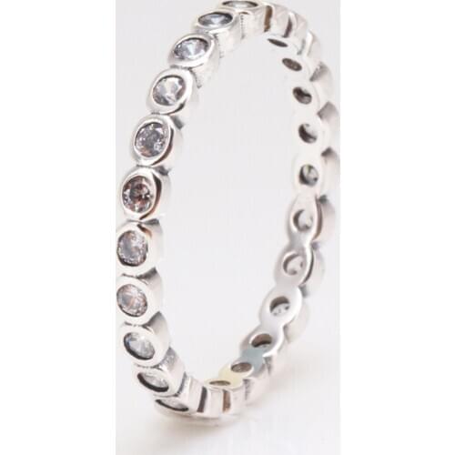 Authentic 100% 925 Sterling Silver Full circle round zircon with beads intoxicating light ring With Crystal Original Jewelry