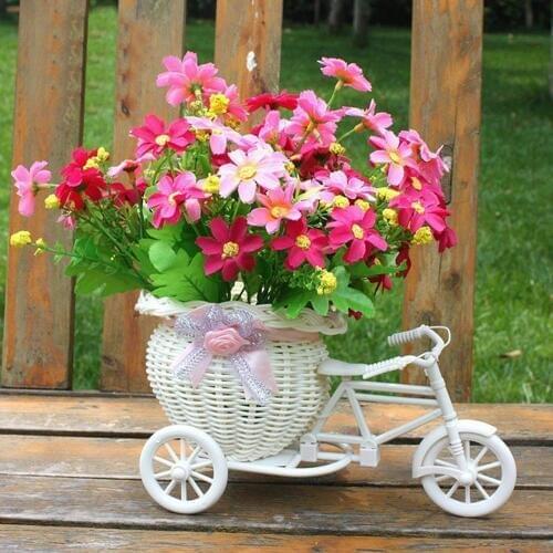 Hot Rattan Flower Basket Pots for Plants Storage Container Bicycle Shape Storage Basket Vases Plant Holder Organizer Wedding Dec