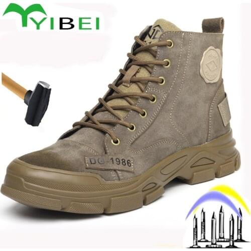2021 New Mens Boots Personality Trend Tooling Boots Steel Toe Anti-Smashing Anti-Stab Safety Shoes Protective Work Shoes