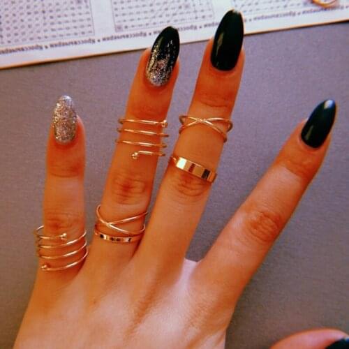 Multi-piece Ring Sets Punk 6pcs/Set Unique Knuckle Metal Rings for Women Finger Ring Jewelry Gift Bohemia Rings