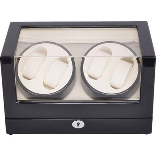 Watch Winder ,LT Wooden Automatic Rotation 4+0 Watch Winder Storage Case Display Box (black red-white) with lock