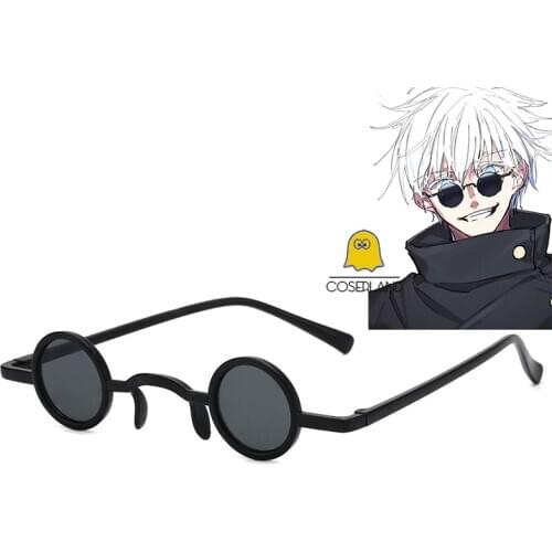 NEW Anime Jujutsu Kaisen Gojo Satoru Black Glasses Cosplay Accessories Ultra Small Frame Eyewear Hip Hop Steampunk Retro Round