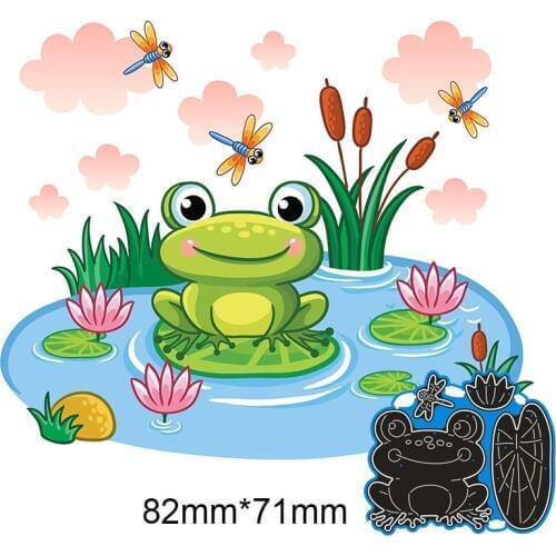 82*71mm Frog lotus leaf dragonfly new Metal Cutting Dies for card DIY Scrapbooking stencil Paper Craft Album template Dies