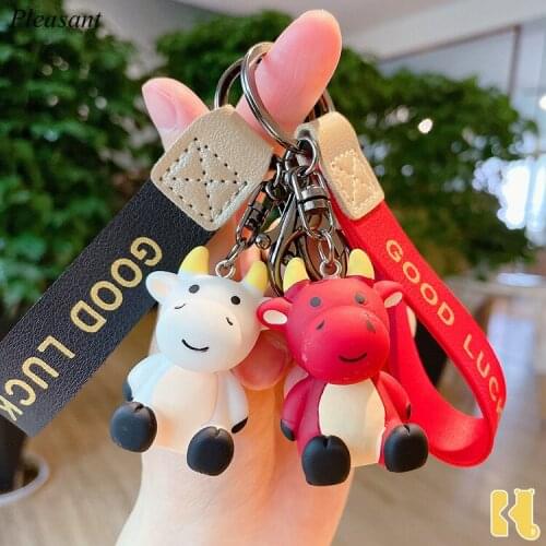 New Cartoon Cow Cute Nordic Cow Keychain Acrylic Doll Car Keychain Bag Pendant Creative Gift