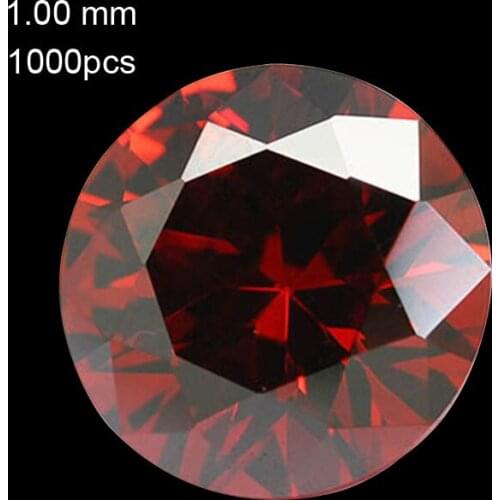 Wholesale 1000 pcs/lot free shipping 1 mm Cubic Zirconia dark red round CZ stone high temperature resistance Can wax setting