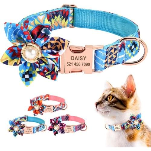 Personalized Color Matching Pet Collar Cute Princess Wind Dog Collar Support Engraved Name Pet Supplies