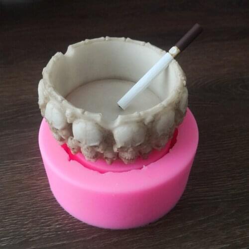 Skull Ashtray Epoxy Resin Mold Storage Box Silicone Mould DIY Crafts Decorations Container Making Tool