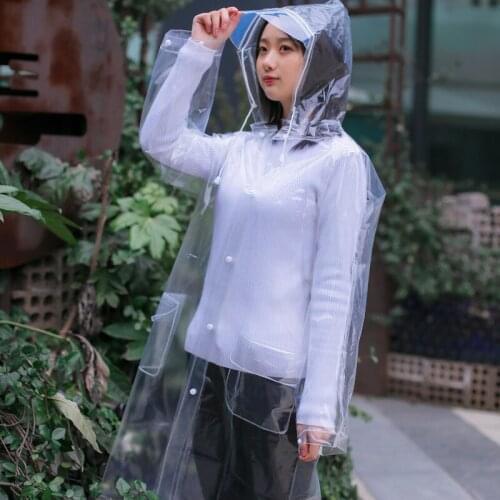 Raincoat Coat Tide Brand Adult Fashion Transparent Female Waterproof Water Suit Male Long Online Celebrity Big Brim Hiking