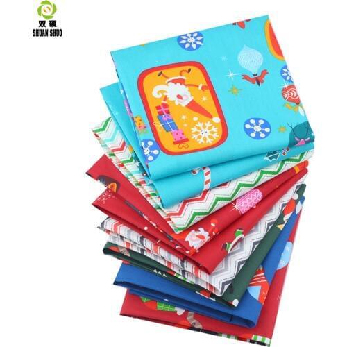 Shuanshuo Christmas Patchwork Cotton Fabric Fat Patchwork Sewing Cloth Doll clothing Tilda Quilt Tissue 9 PCS/LOTS 40*50CM