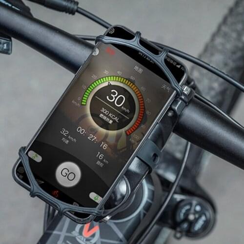 ROCKBROS Elastic Silicone Bike Phone Holder Adjustable For Most Phone Bicycle Stand Scooter Motorcycle Mount Support Handlebar
