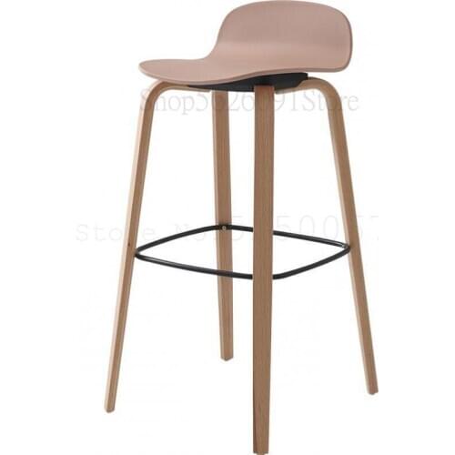 The Bar Chair Is Contemporary And Contracted Solid Wood High Web Celebrity Bar Stool Chair Creative Leisure Household Nordic