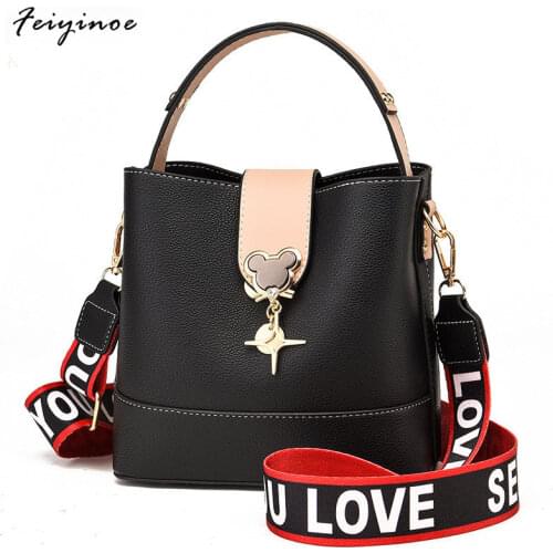 2020 New Fashion Brand Designer Women PU Leather Handbag Shoulder messenger Bag Ladies Large capacity broadband Solid Bucket Bag