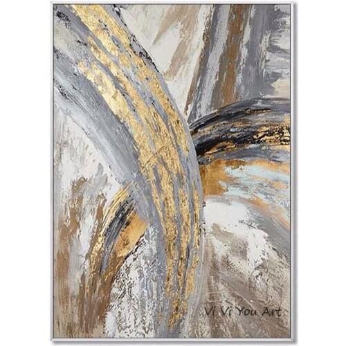 Handmade Home Decoration Modern Abstract Gold oil painting Handpainted canvas painting home decor wall art picture for Room Deco