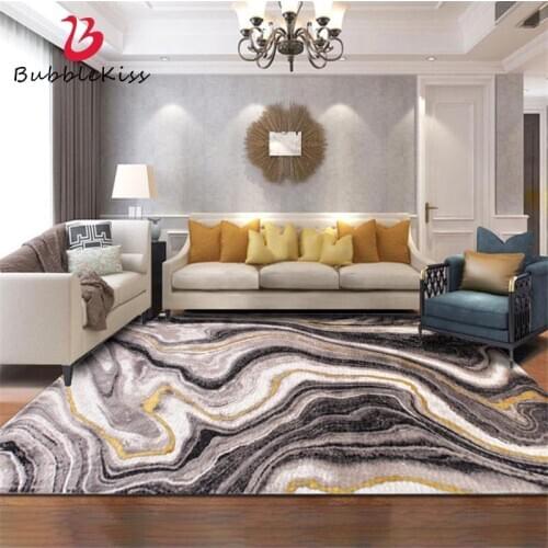 Bubble Kiss Nordic Style Abstract Geometric Black Gold Line Pattern Area Rugs Home Bedroom Decor Carpets Crystal Velvet Mats