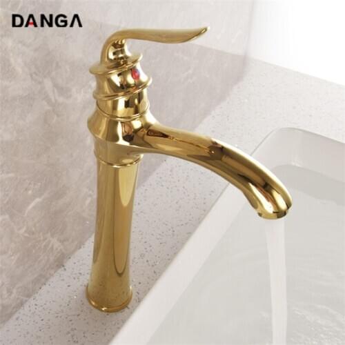 Golden Basin Faucet Bathroom Hot and Cold Mixer Brass Sink Tap European Antique Washbasin Faucet Household Single Hole Water Tap