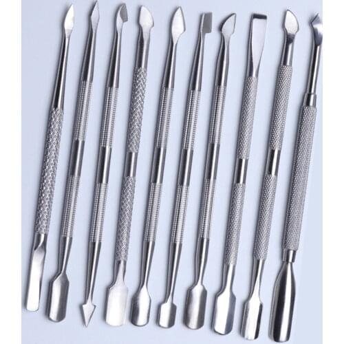 1pcs Pro Double End Nail Cuticle Pusher Steel Gel Polish Remover Dead Skin Cleaner Nail Pedicure Accessories Salon Tools PPA17