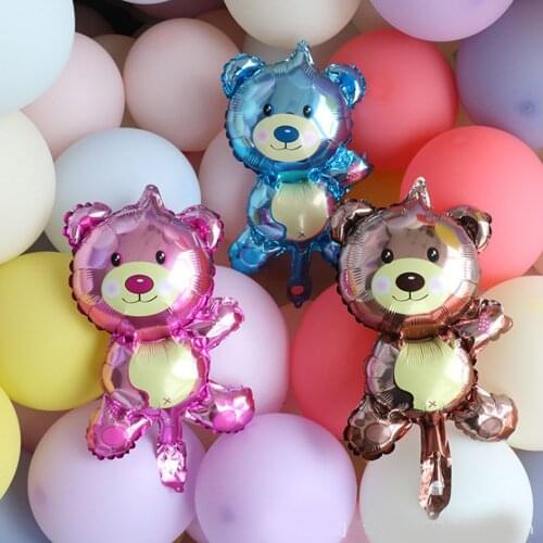 10pcs/lot Cute Boy Girl Birthday Party Balloons Mini Teddy Bear Childrens Toys Decoration Foil Balloons Cartoon Helium Globos