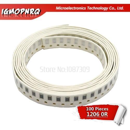 100PCS 1206 SMD Resistor 5% 0 ohm chip resistor 0.25W 1/4W 0R