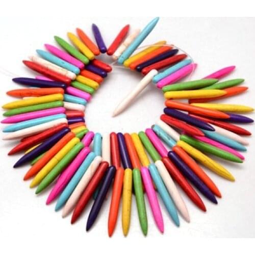 20PCS Natural Howlite Loose Stone Beads Strands Tusk Shape Dyedfor Jewelry Making DIY Findings