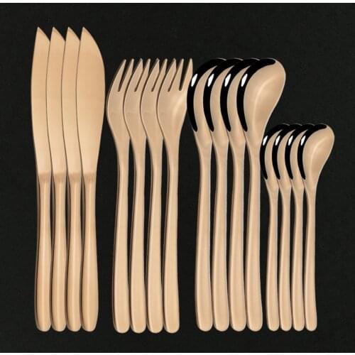 4 People Rose Gold Dinnerware Set Wedding Flatware Cutlery Set 18/10 Stainless Steel Copper Dinner Knife Fork Scoop Silverware
