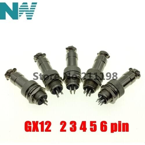 5Pcs Gx12-2/3/4/5/6 Gx12 Diameter 12Mm Male & Female Wire Panel Connector Circular Screw Type Electrical Connector Socket Plug