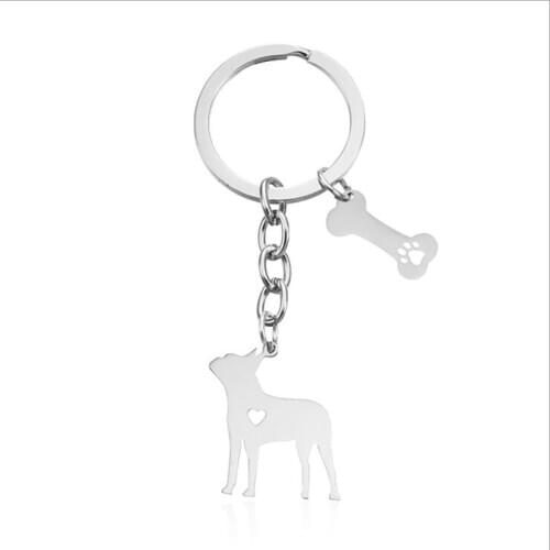 Doberman Pinscher pendant keychain with bone