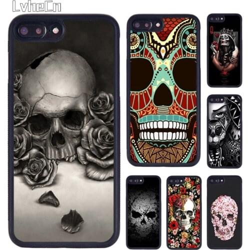 LvheCn BEAUTIFUL GOTH SKULL AND ROSES phone Case For iPhone 5 6S 7 8 Plus 11 12 Pro X XR XS Max Samsung galaxy S7 S8 S9 S10 plus