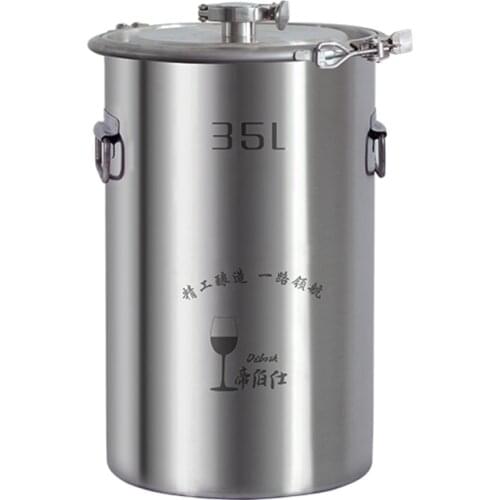 35L 304 Stainless Steel Bucket Home Brewing Fermentation Barrel Wine Fermentor Side Fitting Barrel Top Open Container