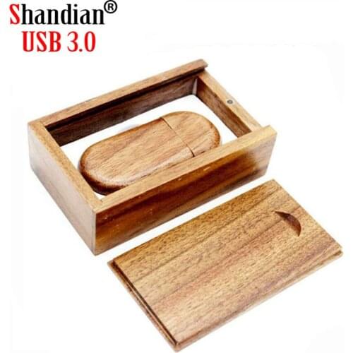 SHANDIAN USB 3.0 1PCS free custom logo maple walnut wooden usb+box usb flash drive Memory stick pendrive 4GB 16GB 32GB 64GB gift