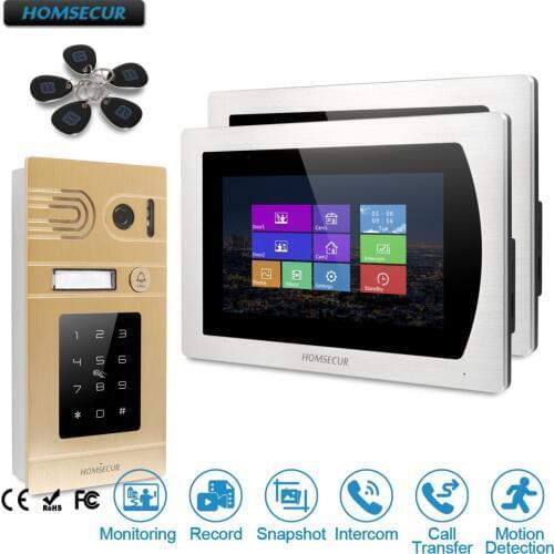 HOMSECUR 7" Wired Video Door Entry Phone Call System Call Transfer Motion Detection for Apartment BC071-G+BM717-S