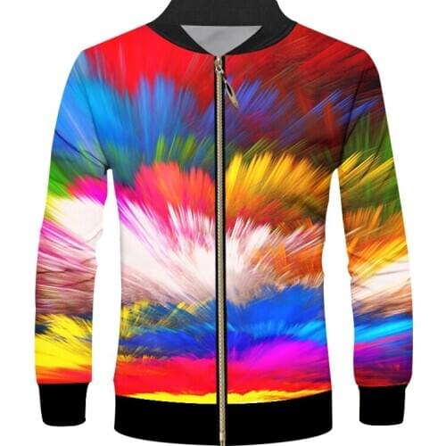IFPD EU Size Mens Casual 3D Print Colorful Splash Paint Jacket Long Sleeve Zipper Coat Sweatshirt Tie Dye Plus Size Tracksuits