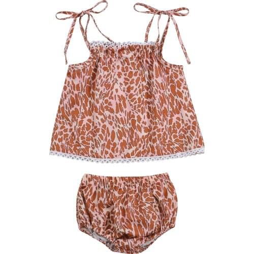 2021-05-20 Lioraitiin 2Pcs Set 0-24M Infant Baby Girl Summer Clothing Sleeveless Leopard Printed Top Shorts Outfit