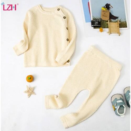 LZH Newborn Clothes 2021 New Autumn Winter Infant Baby Girls Clothes Knitting Sweater Suits Outfits 2pcs Set For Baby Girls Sets