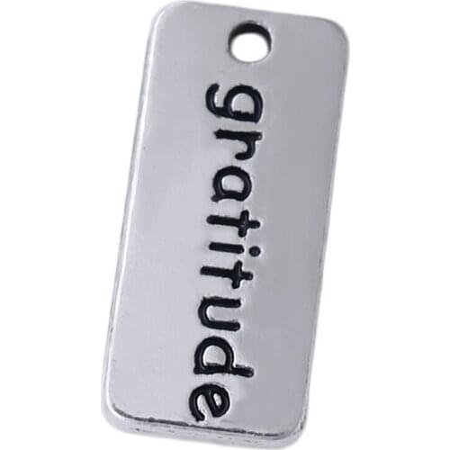 Fashionable metal plate engraving clear gratitude font can be DIY handmade jewelry pendants