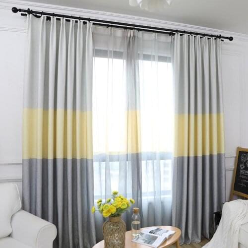 Fashion Japanese Yellow Grey Window Curtain for Living Room Grommet Top Window Treatment Kitchen Hooks Drapery Bathroom Tulle