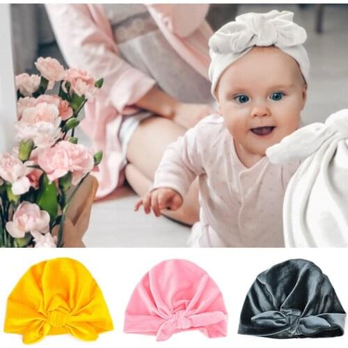 Soft Velvet Baby Hat Cute Rabbit Ear Baby Girl Boy Hat Bonnet Newborn Cap Bow Toddler Kids Hat Beanie muts Photography Props
