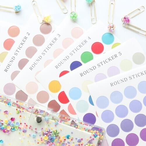 Domikee cute rainbow color round shape gift packing stickers candy scrapbooking diary planner decoration dots DIY stickers 5pcs