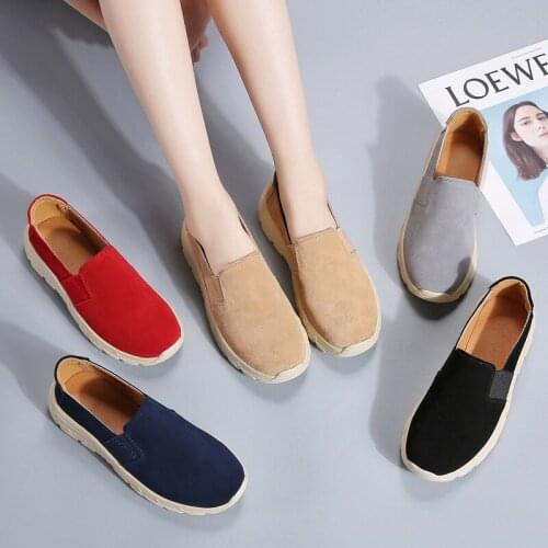 Cross-Border 2020 Spring New Genuine Leather Womens Shoes Casual All-Matching Large Size Womens Shoes Suede Flat Womens Shoes